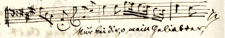 Incipit mit Textunterlegung „Nur bei dir, o mein Geliebter“
