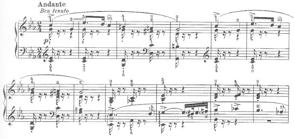Beginn des II. Satzes von Webers As-Dur-Klaviersonate Nr. 2 (JV 199)