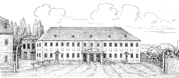Das Weimarer Hoftheater nach dem Umbau durch Nikolaus Thouret 1798. Stich mit Initialen „S. W.“ (um 1800)