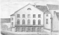 Das alte Augsburger Theater. Lithographie (um 1875)
