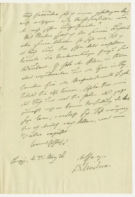 Brief von K. T. Küstner an K. T. Winkler vom 27. März(?) 1826; Leipzig, Stadtgeschichtliches Museum, A/2012/802