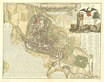 Quedlinburger Stadtplan (1782) mit dem Rechteck des Brühl-Parks (rechts unten)